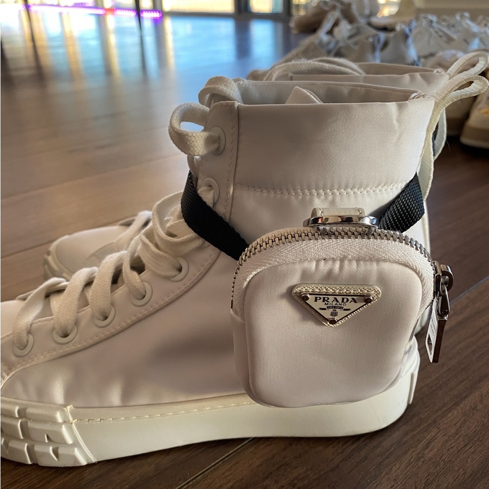 Prada Nylon Zip Pouch High Sneakers